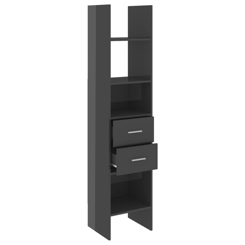 vidaXL Book Cabinet High Gloss Grey 40x35x180 cm Engineered Wood
