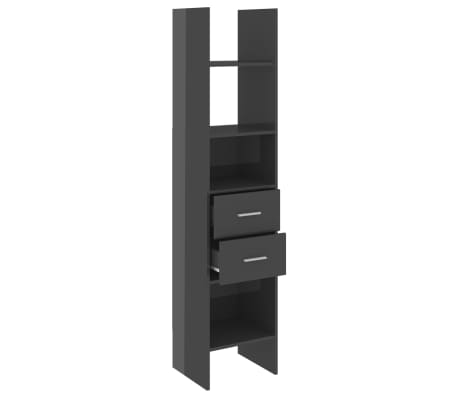 vidaXL Book Cabinet High Gloss Grey 40x35x180 cm Engineered Wood