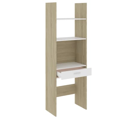 vidaXL Book Cabinet White and Sonoma Oak 60x35x180 cm Engineered Wood