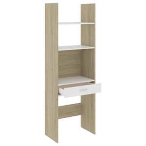 vidaXL Book Cabinet White and Sonoma Oak 60x35x180 cm Engineered Wood