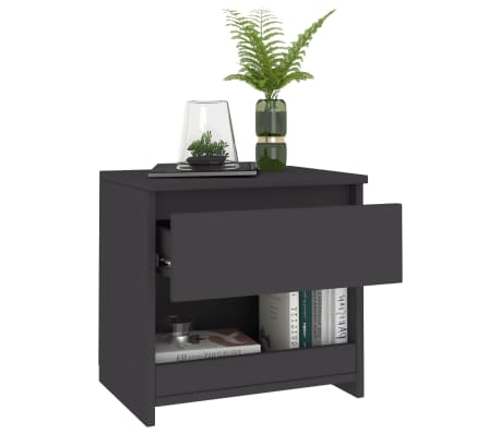 vidaXL Bedside Cabinet Grey 40x30x39 cm Engineered Wood
