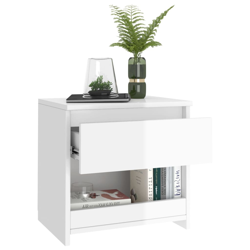 vidaXL Nachtkastjes 2 st 40x30x39 cm bewerkt hout hoogglans wit afbeelding