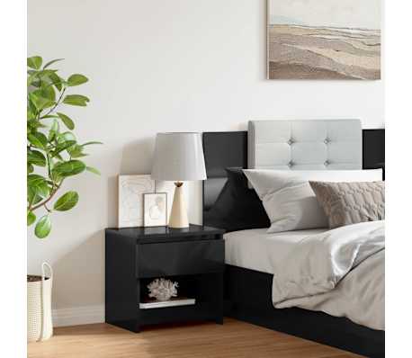 vidaXL Nattbord h&oslash;yglans svart 40x30x39 cm konstruert tre