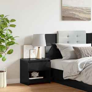 vidaXL Nattbord h&oslash;yglans svart 40x30x39 cm konstruert tre