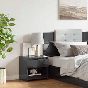 vidaXL Nattbord h&oslash;yglans gr&aring; 40x30x39 cm konstruert tre