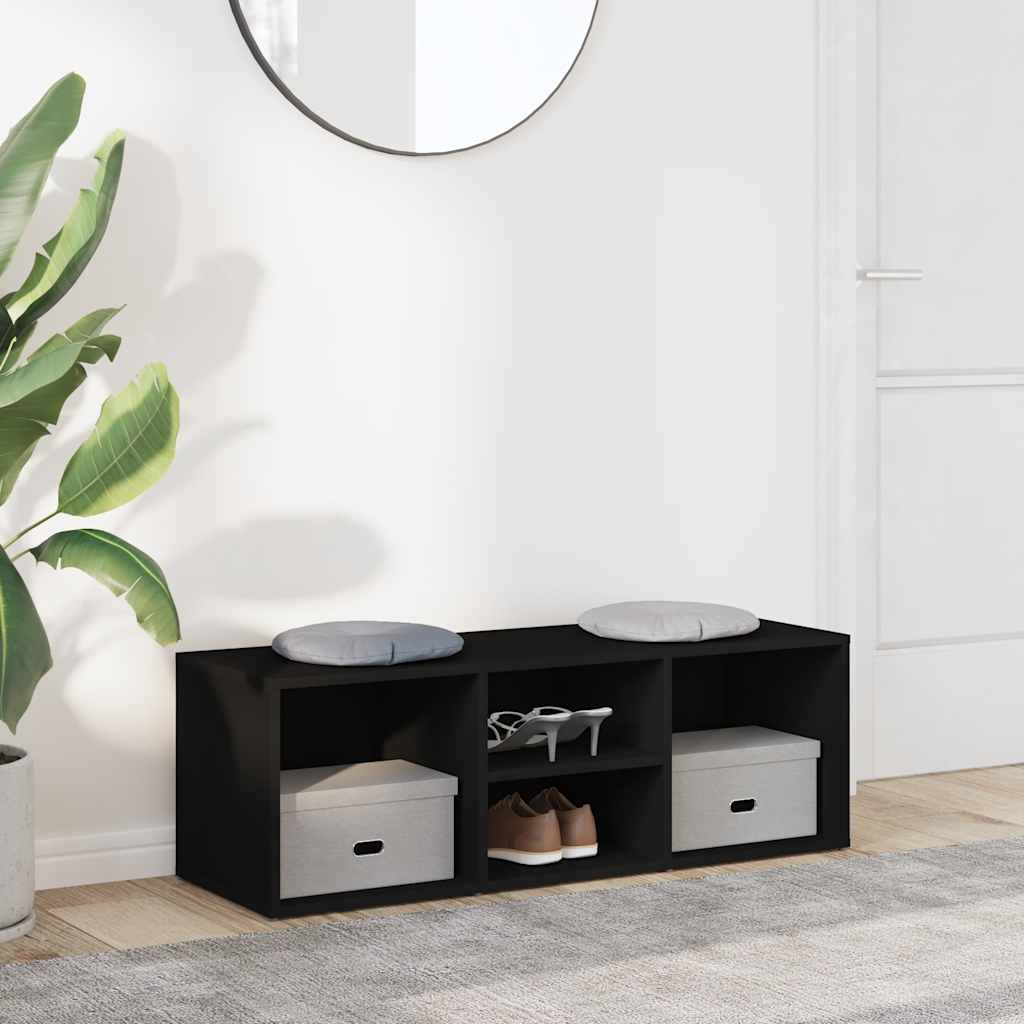 vidaXL �awka na buty, czarna, 105x35x35 cm, materia� drewnopochodny