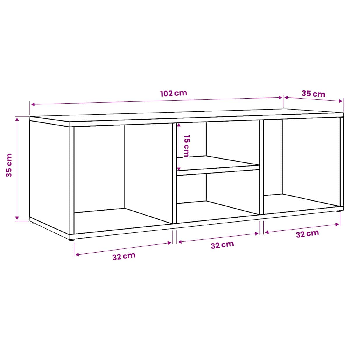 Skoreol 102x35x35 cm konstrueret træ - Billede 9