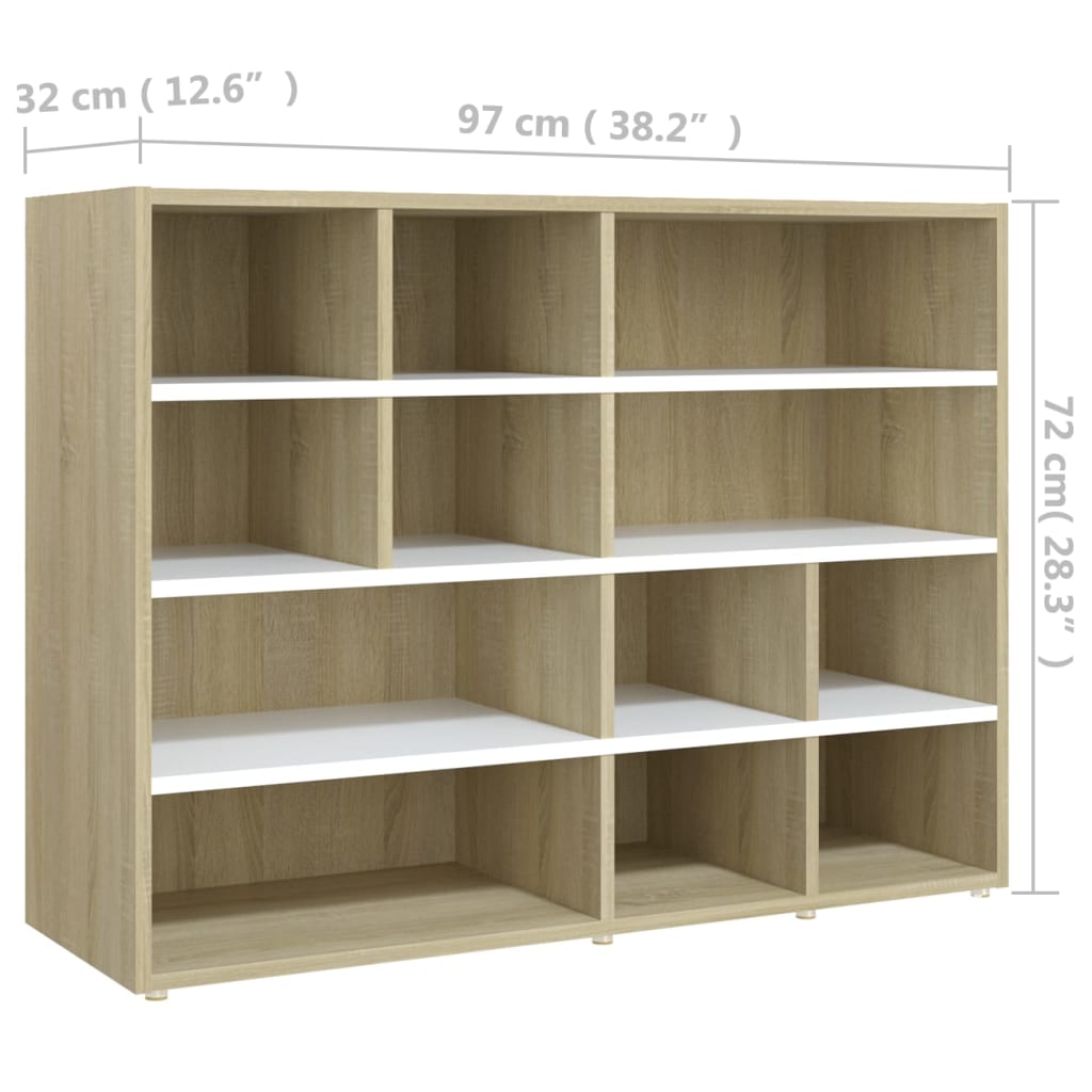 imagem de vidaXL Móvel de apoio derivados de madeira branco/carvalho sonoma7