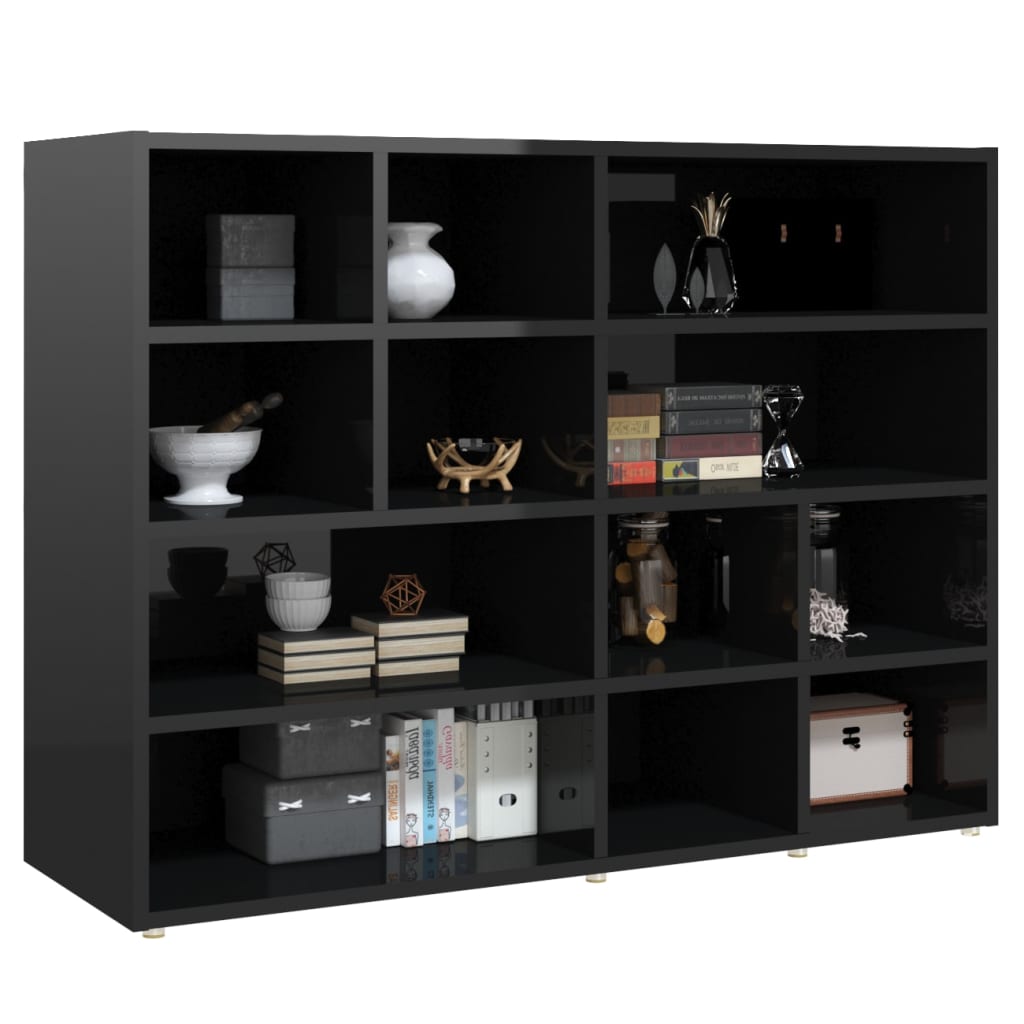 

vidaXL Bijzetkast 97x32x72 cm spaanplaat hoogglans zwart