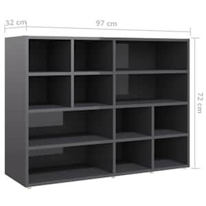 Odkládací skříňka šedá vysoký lesk 97 x 32 x 72 cm dřevotříska - obrázek 6