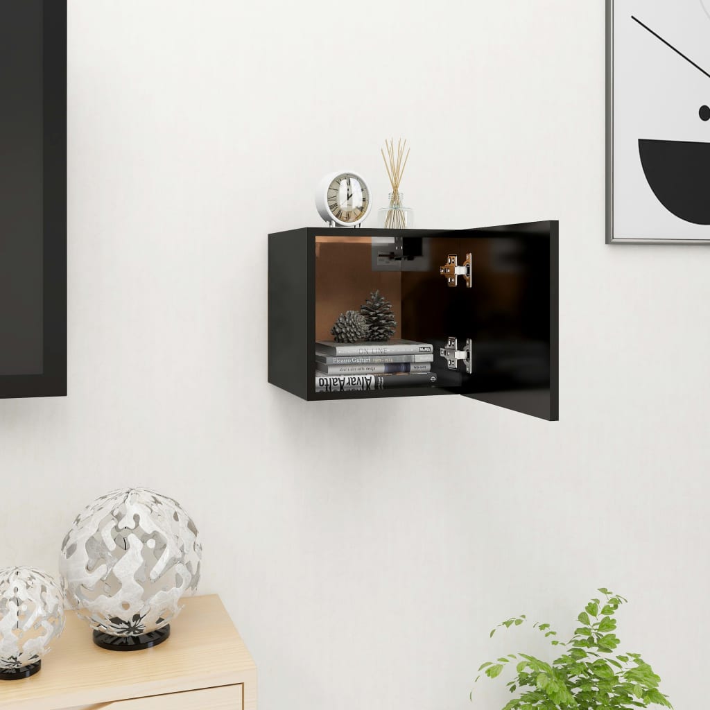 vidaXL Wiszca szafka telewizyjna, czarna, 30,5x30x30 cm