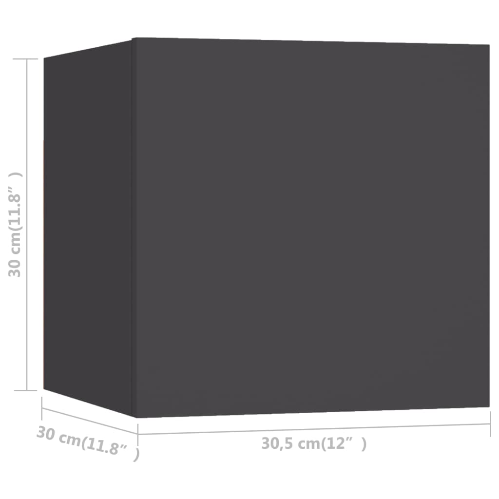 Zidni TV ormarić sivi 30,5 x 30 x 30 cm