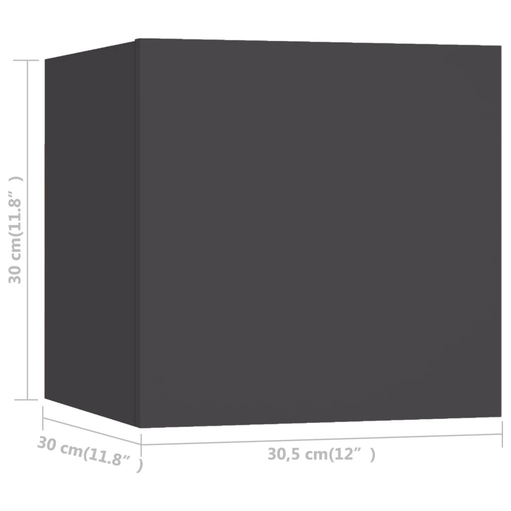 Zidni TV ormarići 4 kom sivi 30,5 x 30 x 30 cm