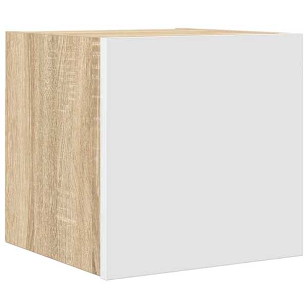 vidaXL seina telerikapp, valge ja sonoma tamm, 30,5 x 30 x 30 cm