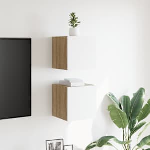 vidaXL Έπιπλα Τηλεόρασης Κρ. 2 τεμ. Λευκά / Sonoma Δρυς 30,5x30x30 εκ.