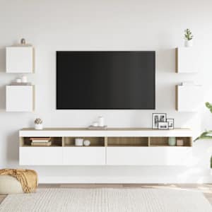 vidaXL Sieninės TV spintelės, 4vnt., baltos/ąžuolo, 30,5x30x30cm