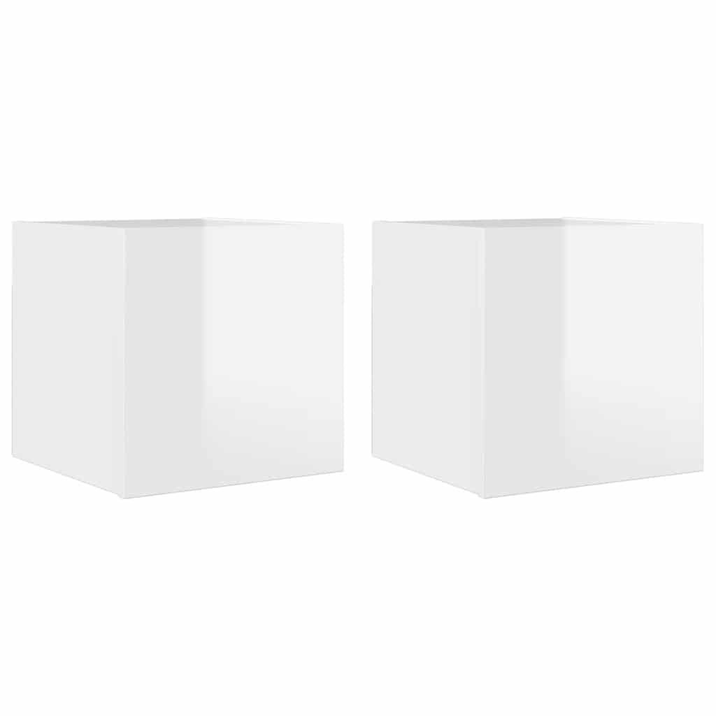 Thumbnail - vidaXL TV-Wandschränke 2 Stk. Hochglanz-Weiß 30,5x30x30 cm