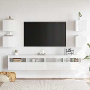 Nástěnné TV skříňky 4 ks bílé s vysokým leskem 30,5x30x30 cm - obrázek 3