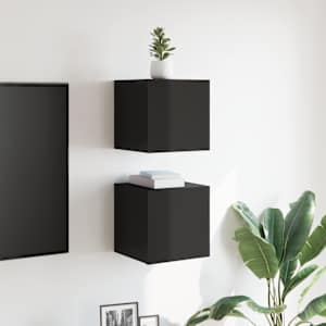 Nástěnné TV skříňky 2 ks černé s vysokým leskem 30,5x30x30 cm - obrázek 3
