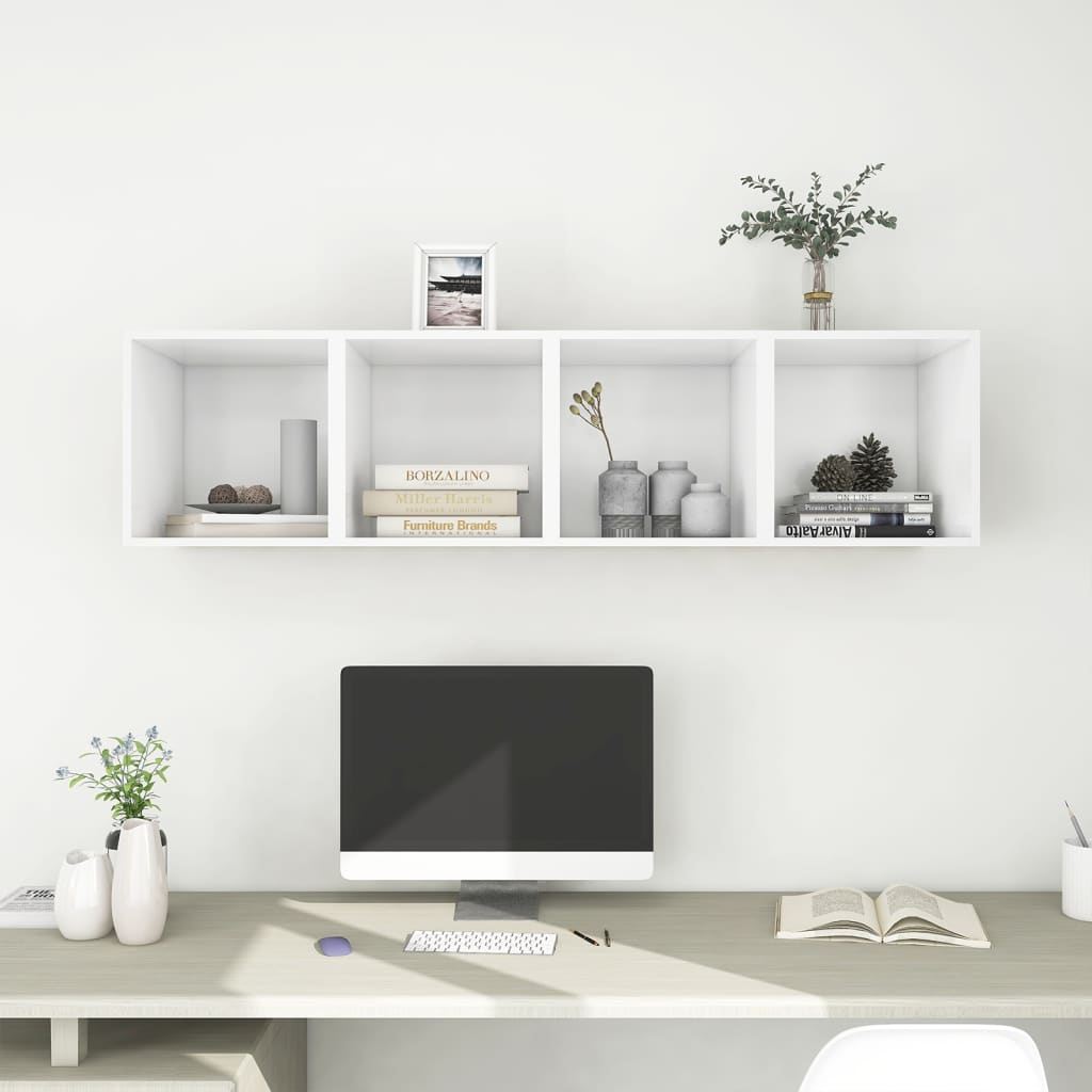 vidaXL vægskab 4 stk. 37x37x37 cm konstrueret træ hvid billede