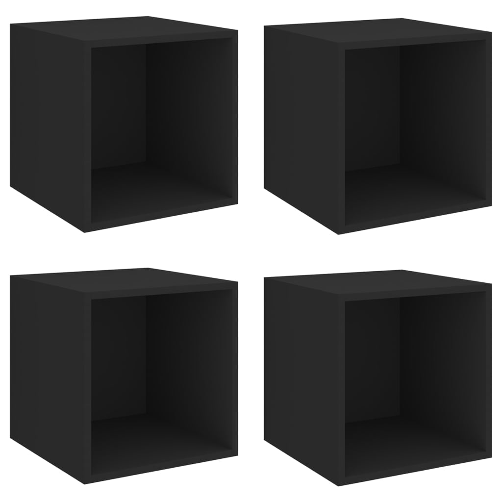 

vidaXL Wall Cabinets 4 pcs Black 14.6"x14.6"x14.6" Engineered Wood