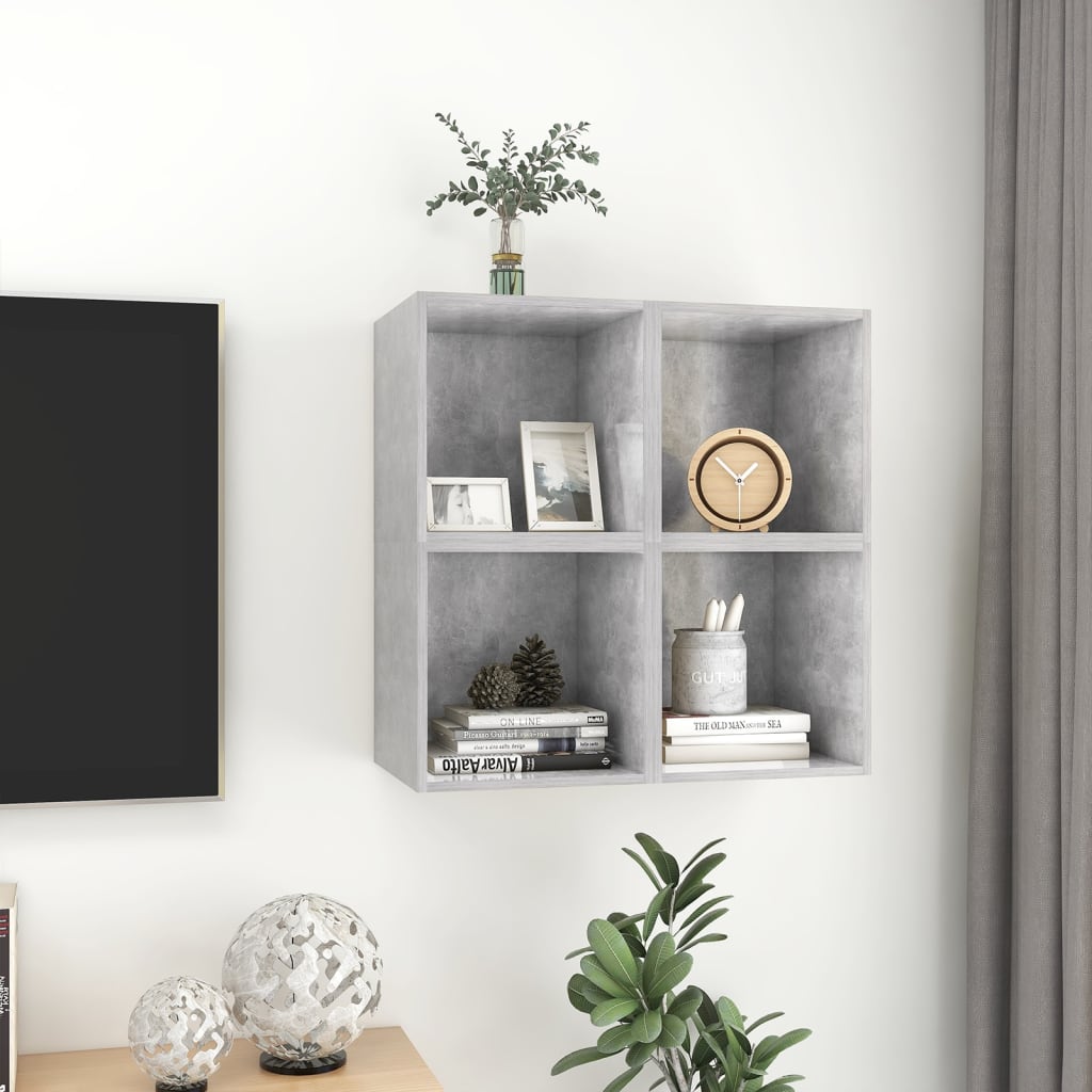 

vidaXL Wandkasten 4 st 37x37x37 cm spaanplaat betongrijs