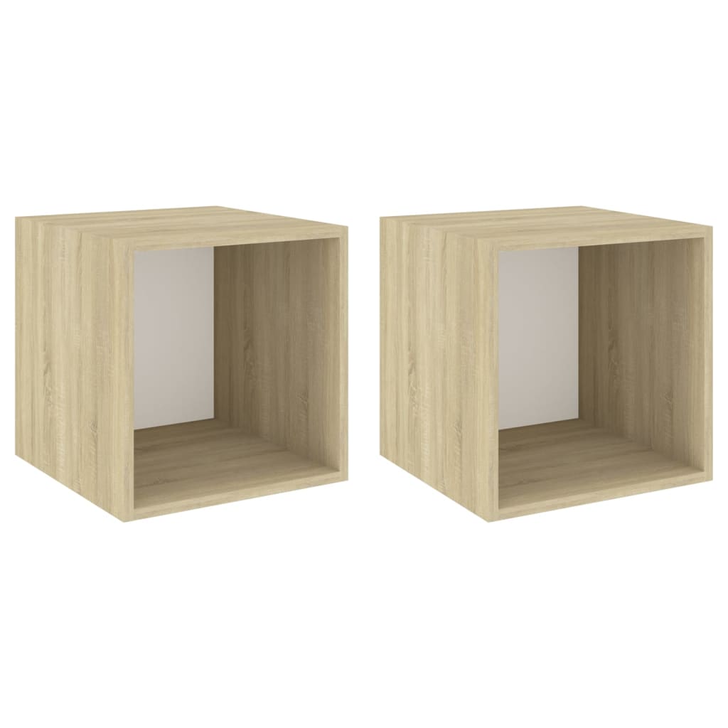 

vidaXL Wall Cabinets 2 pcs White and Sonoma Oak 14.6"x14.6"x14.6" Engineered Wood