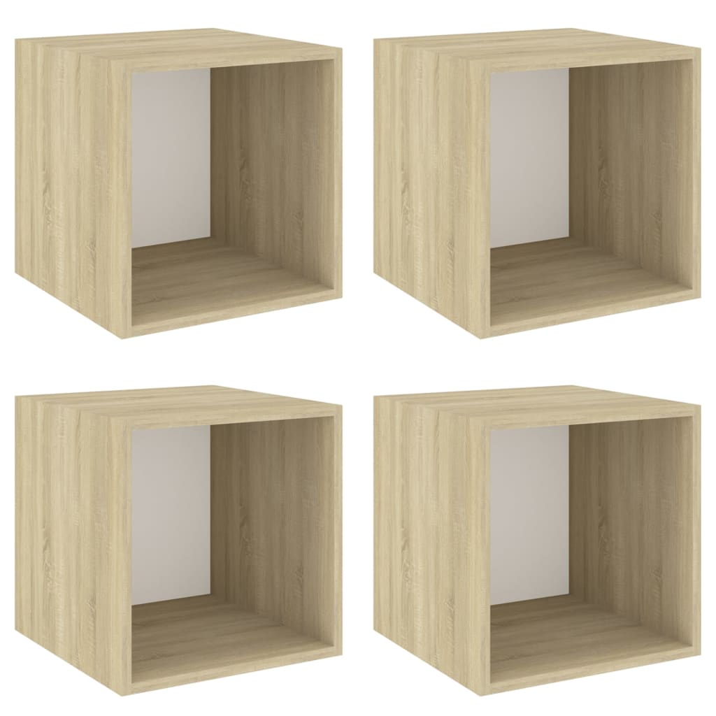 

vidaXL Wall Cabinets 4 pcs White and Sonoma Oak 14.6"x14.6"x14.6" Engineered Wood