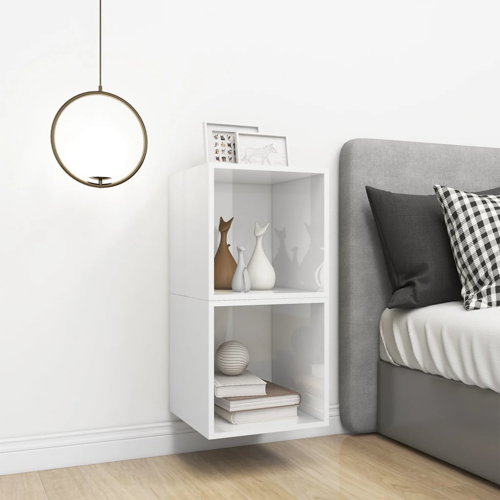 

vidaXL Wandkasten 2 st 37x37x37 cm spaanplaat hoogglans wit