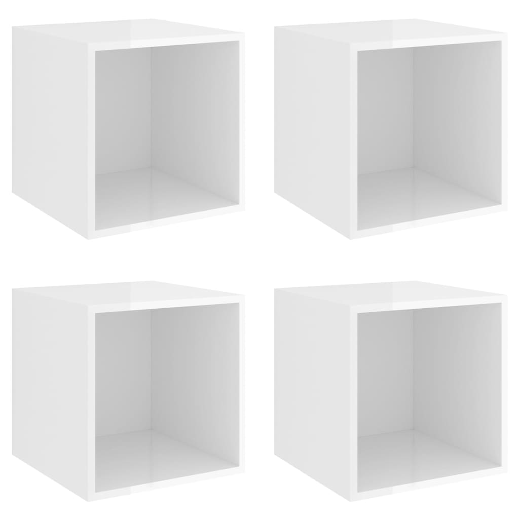 

vidaXL Wall Cabinets 4 pcs High Gloss White 14.6"x14.6"x14.6" Engineered Wood