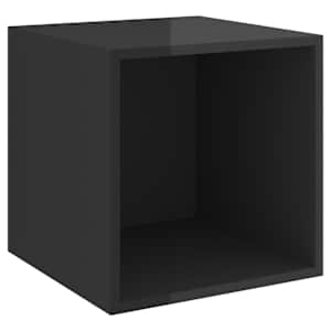 Nástěnné skříňky 2 ks černé vysoký lesk 37x37x37cm dřevotříska - obrázek 7