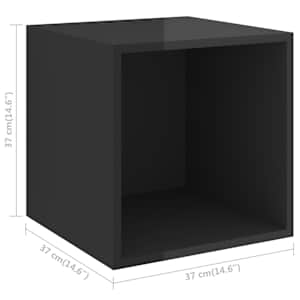 Nástěnné skříňky 2 ks černé vysoký lesk 37x37x37cm dřevotříska - obrázek 10