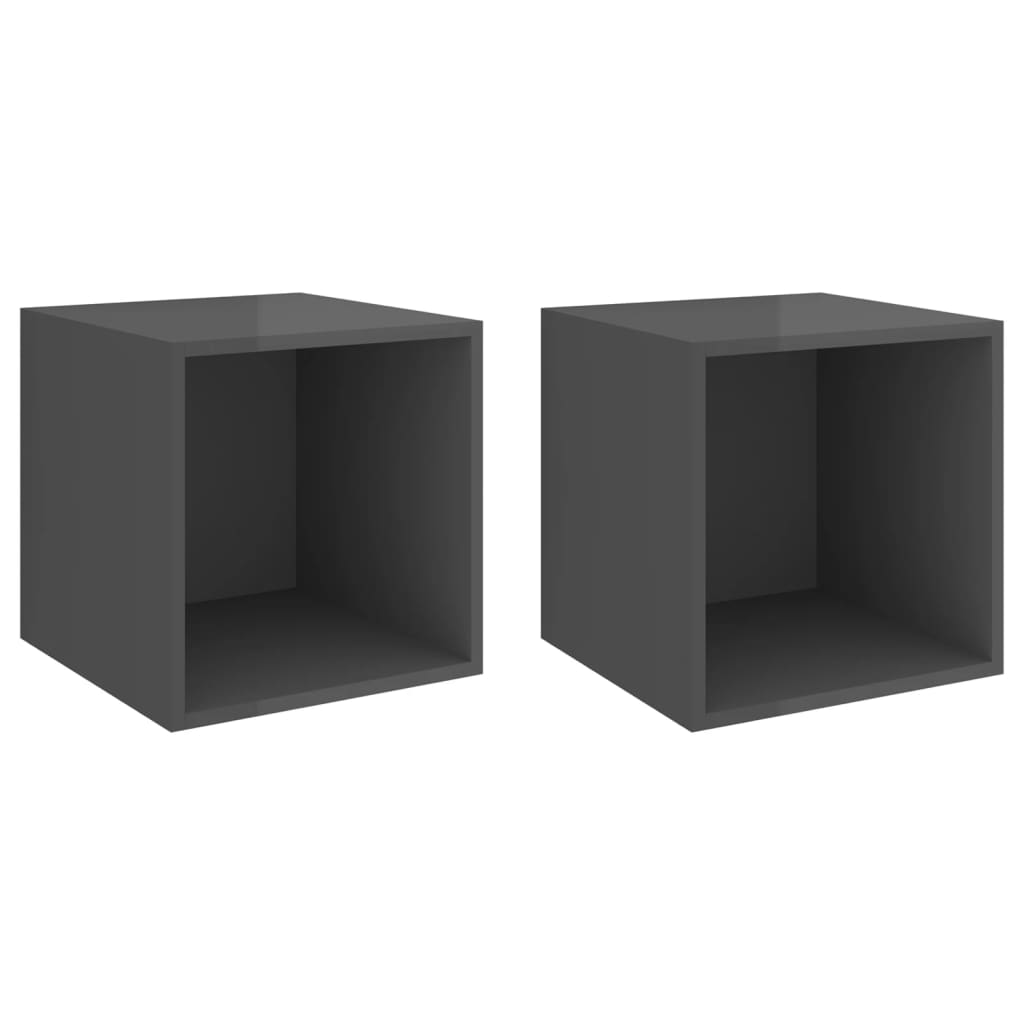 

vidaXL Wall Cabinets 2 pcs High Gloss Gray 14.6"x14.6"x14.6" Engineered Wood