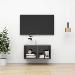 Nástěnná TV skříňka šedá 37 x 37 x 72 cm kompozitní dřevo - obrázek 1