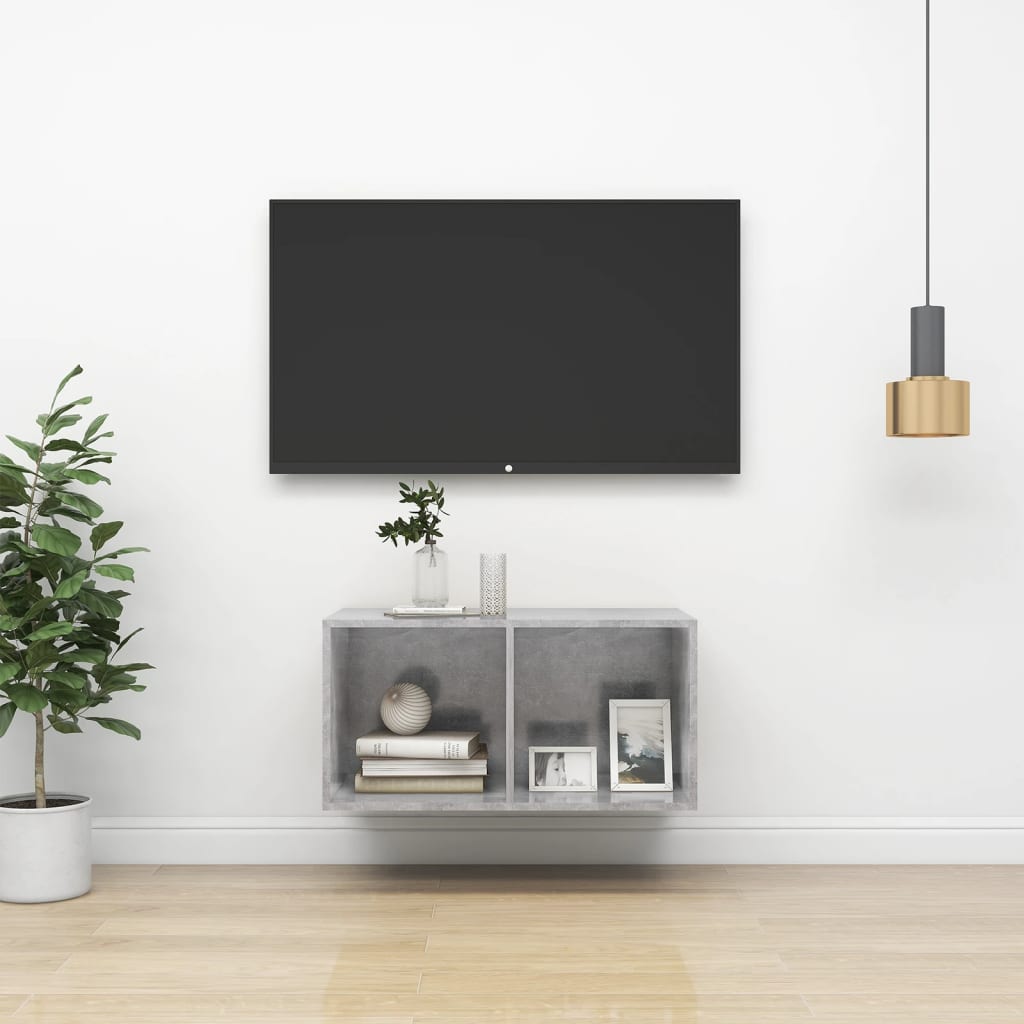 Nástěnná TV skříňka betonově šedá 37 x 37 x 72 cm dřevotříska