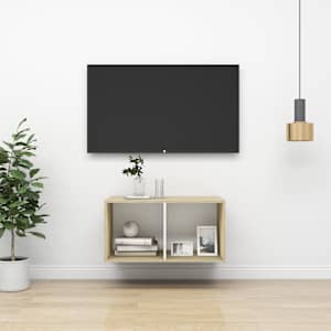 Nástěnná TV skříňka dub sonoma a bílá 37 x 37 x 72 cm kompozit - obrázek 1