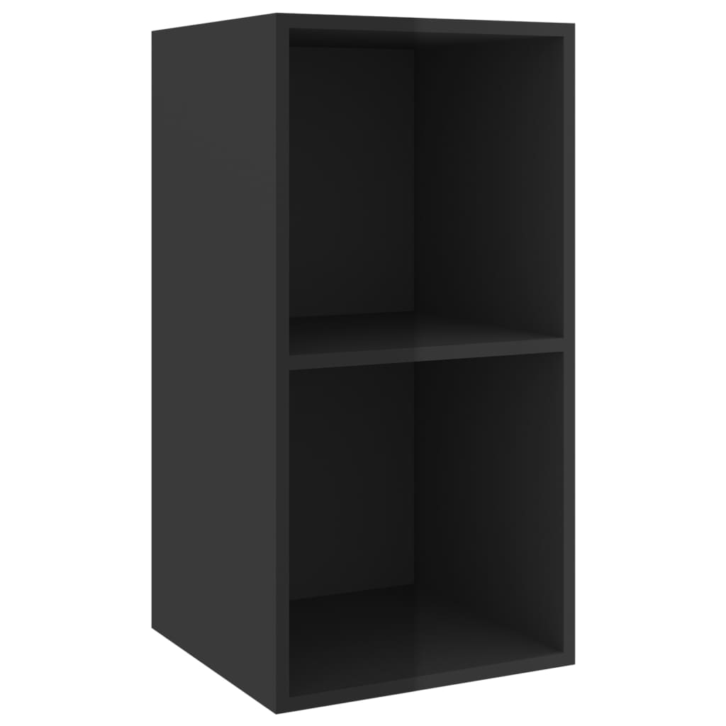

vidaXL Wall-mounted TV Cabinet High Gloss Black 14.6"x14.6"x28.3" Engineered Wood
