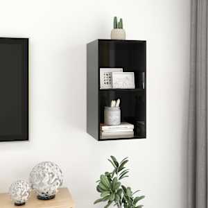 Nástěnná TV skříňka černá lesklá 37x37x72 cm kompozitní dřevo - obrázek 6