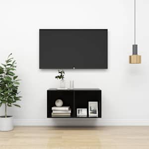 Nástěnná TV skříňka černá lesklá 37x37x72 cm kompozitní dřevo - obrázek 1