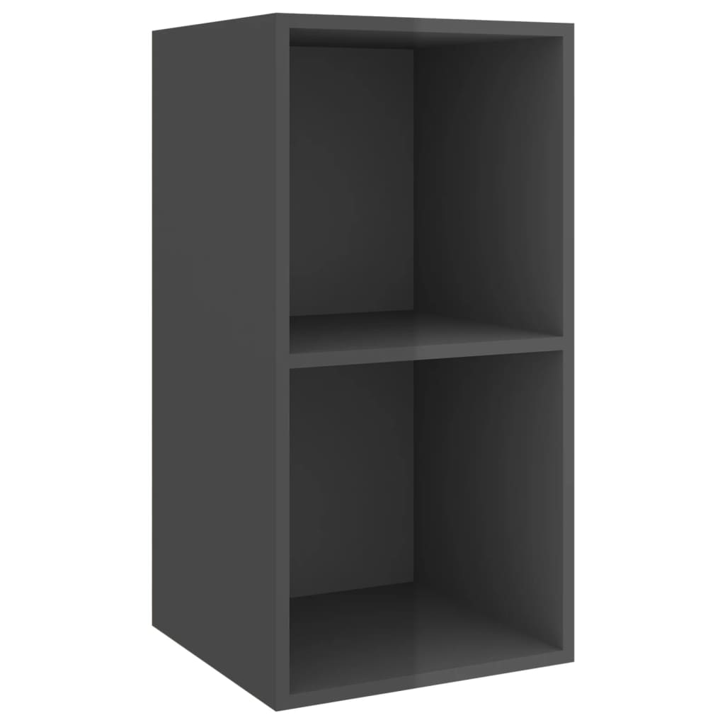 

vidaXL Wall-mounted TV Cabinet High Gloss Gray 14.6"x14.6"x28.3" Engineered Wood