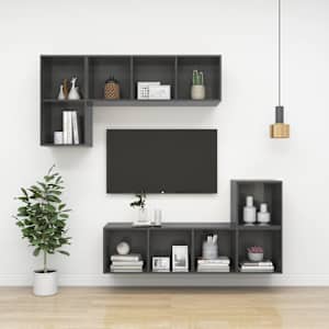 Nástěnná TV skříňka šedá lesklá 37x37x72 cm kompozitní dřevo - obrázek 8