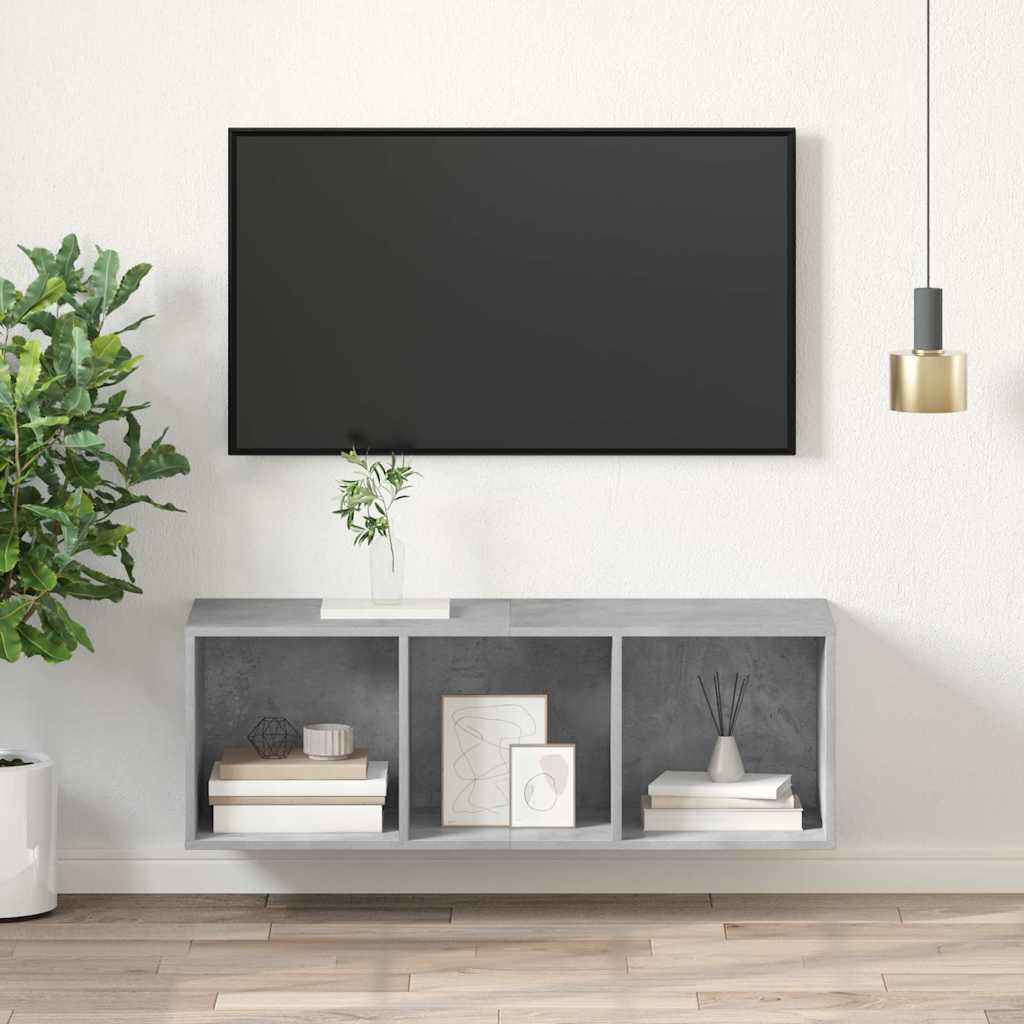vidaXL Wisz�ca szafka pod TV, szaro�� betonu, 37x37x107 cm