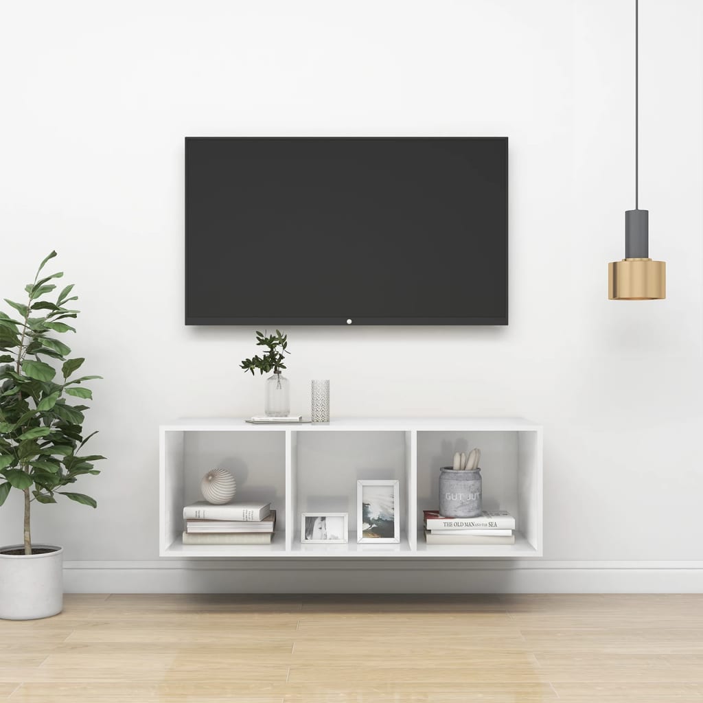 doden Staat Vader fage Tv-wandmeubel 37x37x107 cm spaanplaat hoogglans wit - Décor 24