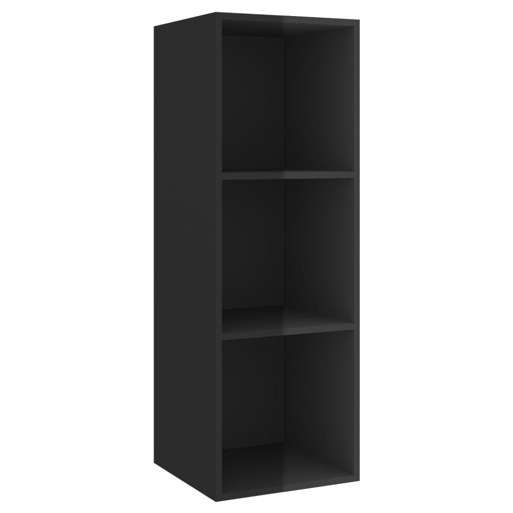 

vidaXL Wall-mounted TV Cabinet High Gloss Black 14.6"x14.6"x42.1" Engineered Wood
