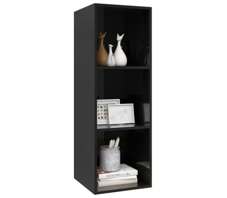 vidaXL Sieninė TV spintelė, blizgi juoda, 37x37x107cm, MDP