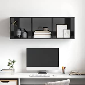 Nástěnná TV skříňka šedá vysoký lesk 37x37x107 cm dřevotříska - obrázek 4