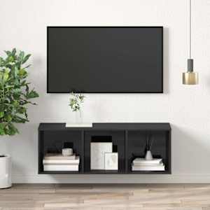Nástěnná TV skříňka šedá vysoký lesk 37x37x107 cm dřevotříska - obrázek 1
