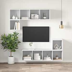 Nástěnná TV skříňka bílá 37 x 37 x 142,5 cm dřevotříska - obrázek 5