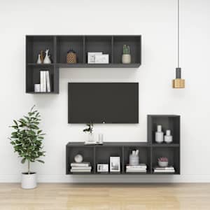 Nástěnná TV skříňka šedá 37 x 37 x 142,5 cm dřevotříska - obrázek 8