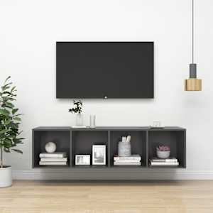 Nástěnná TV skříňka šedá 37 x 37 x 142,5 cm dřevotříska - obrázek 1